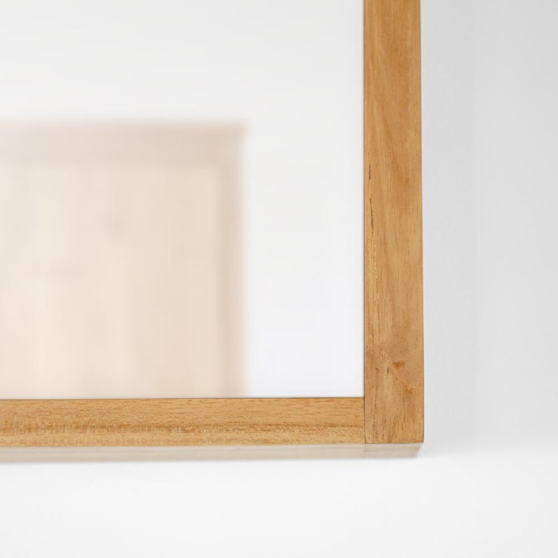 Miroir rectangulaire 90 cm cadre en teck massif avec emplacement lampes