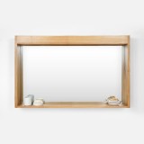 Miroir rectangulaire 120 cm cadre en teck massif avec emplacement lampes