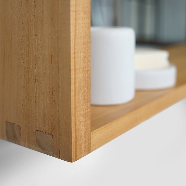 Miroir rectangulaire 140 cm cadre en teck massif avec emplacement lampes