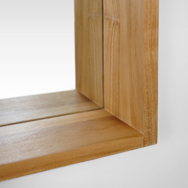 Miroir rectangulaire 140 cm cadre en teck massif avec emplacement lampes