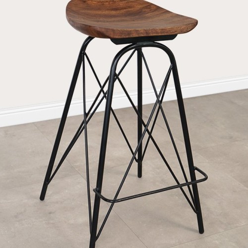 Tabouret de bar en acier et bois