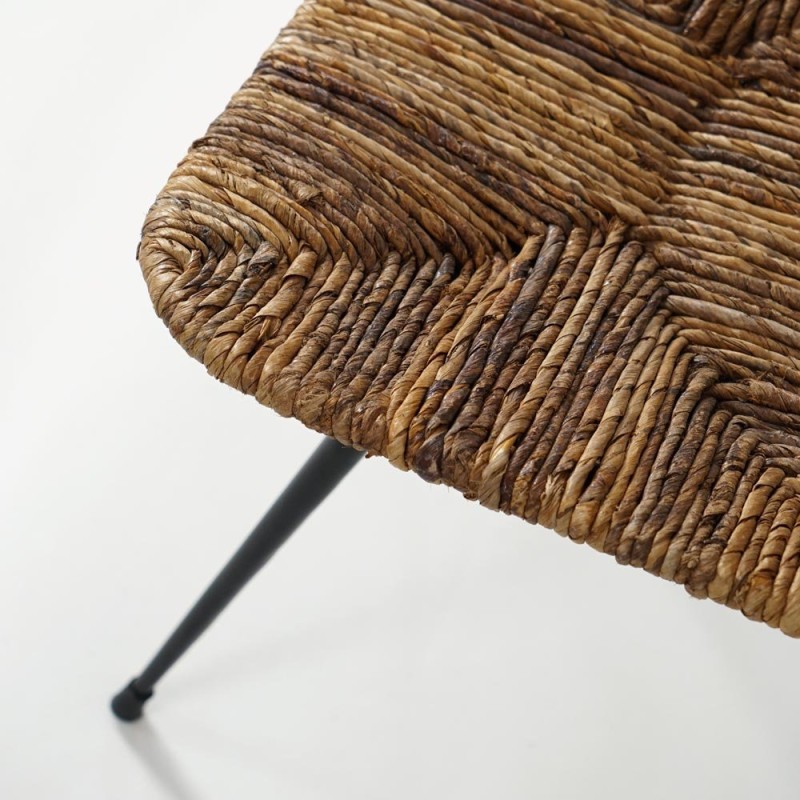 Chaise en rotin naturel et pieds en metal noir - Maria