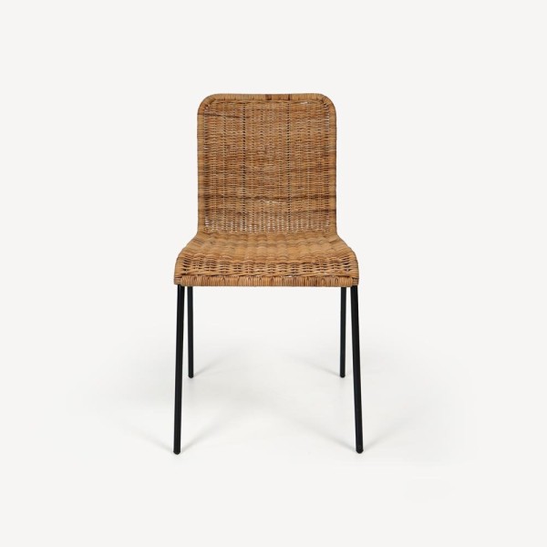 Chaise en rotin naturel et pieds en metal noir - Ananda