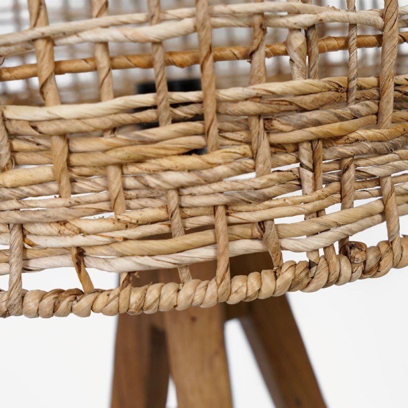 Lampe à poser en teck recyclé et rotin