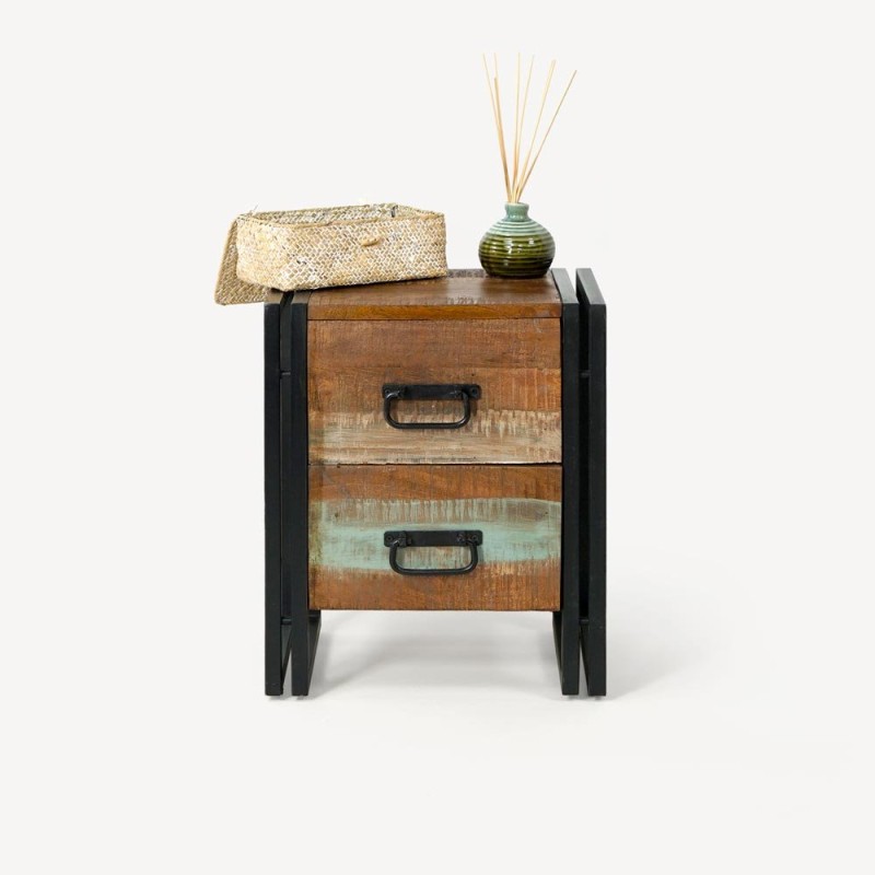 Table de chevet industrielle en bois