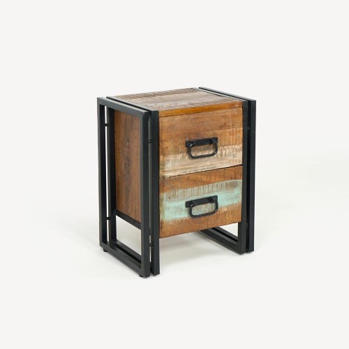 Table de chevet industrielle en bois