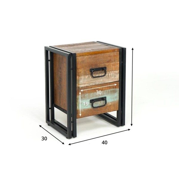 Table de chevet industrielle en bois