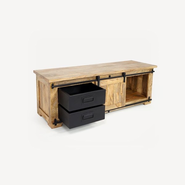Meuble TV industriel bois et métal 140 cm - Paris